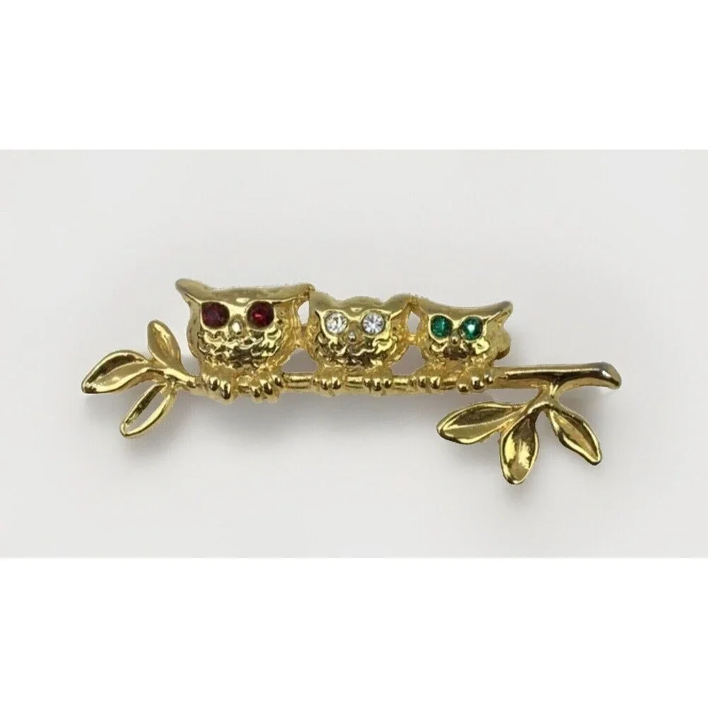 Vintage 1980s Owl Brooch Whimsical‎ Fairycore Cottage Grandmother Pin
